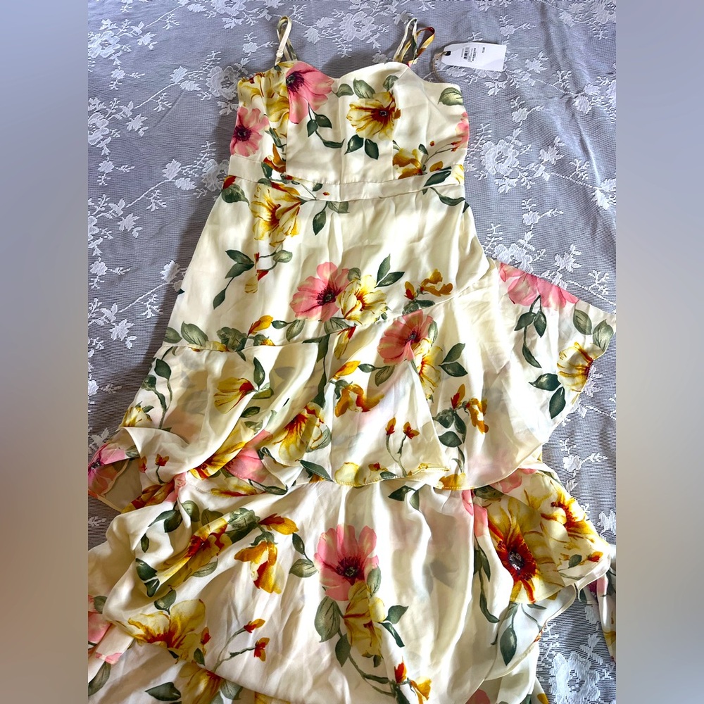 Floral Sundress with Spaghetti Straps - Picture 1 of 11